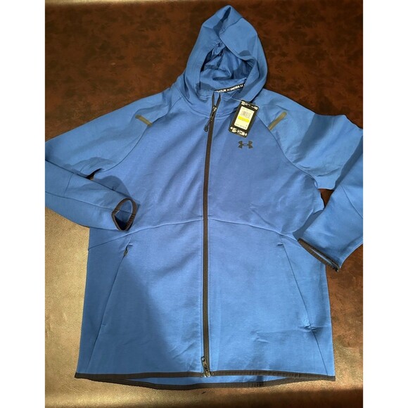 Under Armour Unstoppable Zip Hoody Men’s Size Medium Cotton Blend New B1073 Blue - Picture 1 of 6